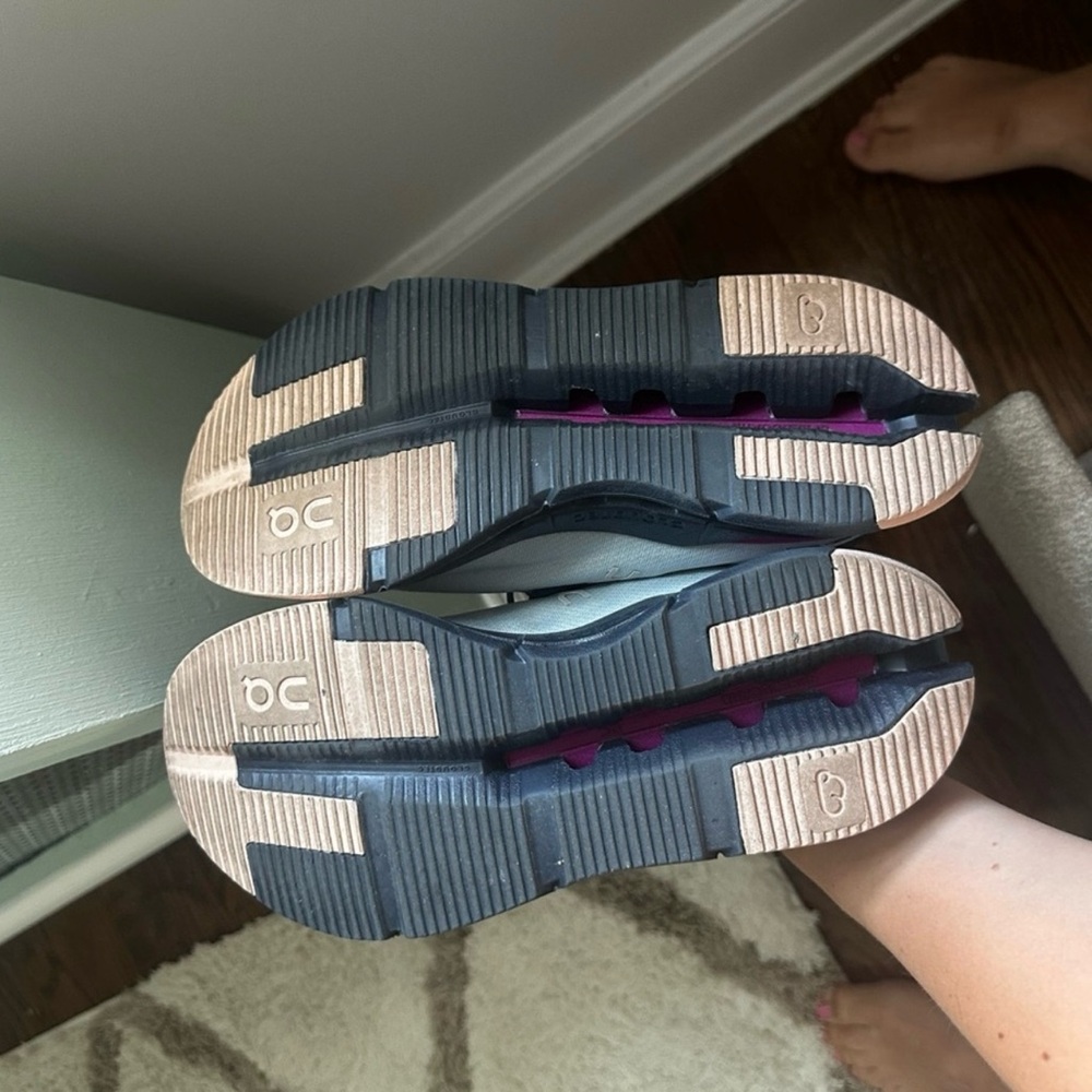 On cloud Running Women's Light Blue and Pink Cloudnova Sneakers - Picture 2 of 5